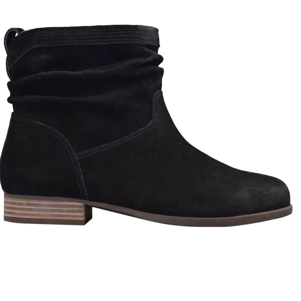 Koolaburra by UGG Lorelei Black suede Ankle Booties with Ruched Design size 6